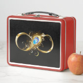 Lunch Box Infinité avec plume de paon doré (En situation)