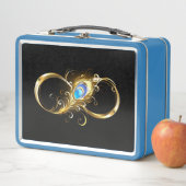Lunch Box Infinité avec plume de paon doré (En situation)