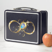 Lunch Box Infinité avec plume de paon doré (En situation)