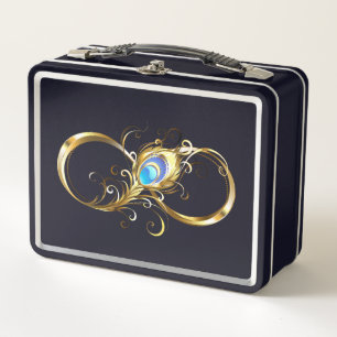 Lunch Box Infinité avec plume de paon doré