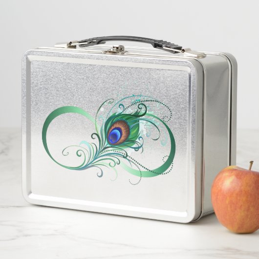 Lunch Box Infinity Symbol with Peacock Feather (En situation)