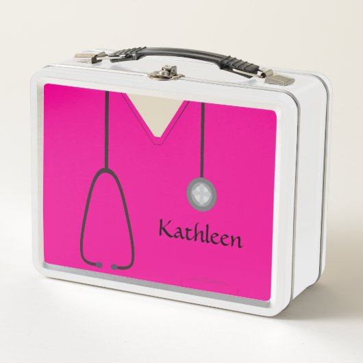 Lunch Box Infirmière sur mesure Médicale Scrubs Hot Rose (Devant)