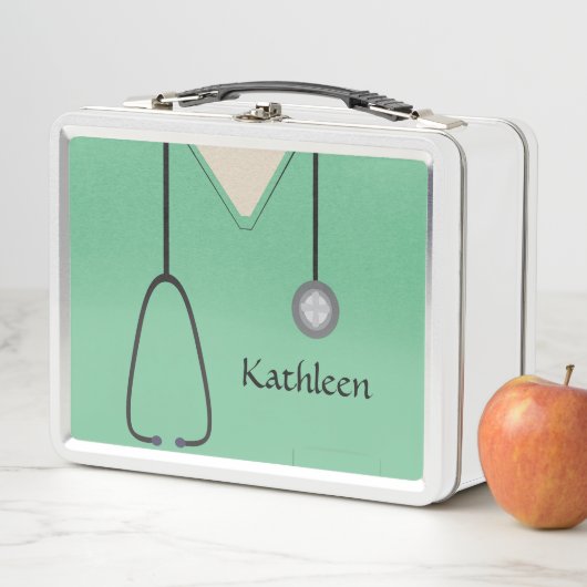 Lunch Box Infirmière sur mesure Médicale Scrubs vert clair (En situation)