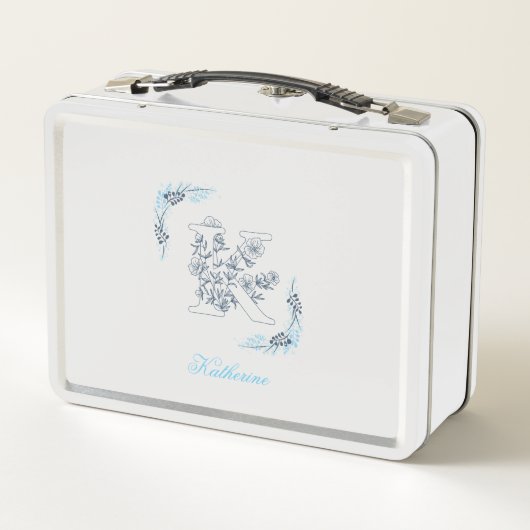Lunch Box Initiale "K" Blue Monogram Calme Floral (Dos)
