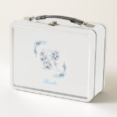 Lunch Box Initiale "R" Monogramme bleu Calme Floral (Devant)