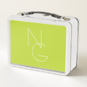 Lunch Box Initiales de chevauchement modernes 2 | Lime vert (Dos)