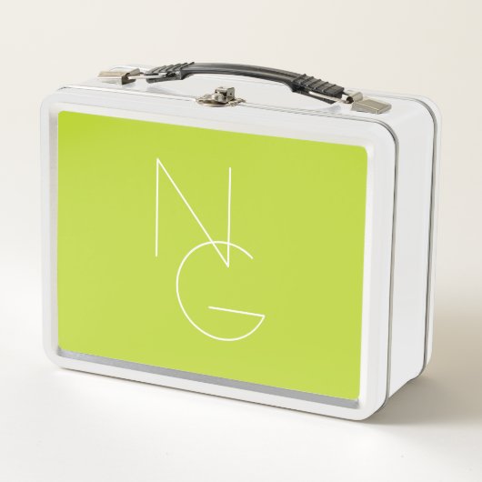 Lunch Box Initiales de chevauchement modernes 2 | Lime vert (Devant)