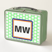 Lunch Box Initiales de monogramme Pointe vert orange (Devant)