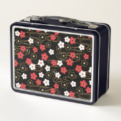 Lunch Box Initiales du monogramme noir Sakura en fleurs (Dos)