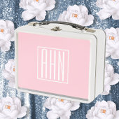 Lunch Box Initiales Monogramme | Blanc Sur Rose Clair
