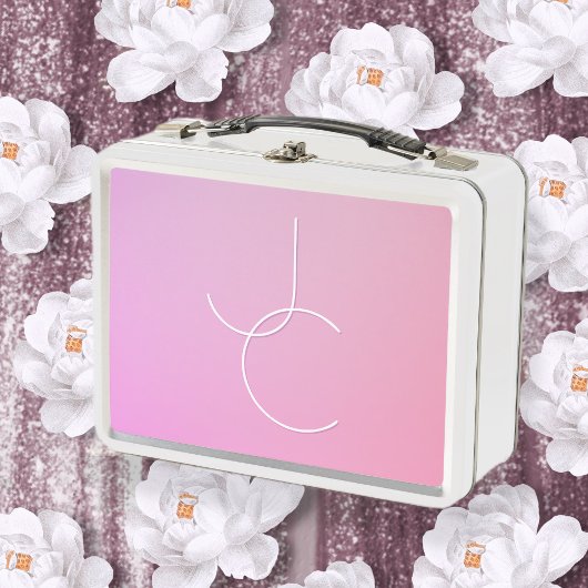 Lunch Box Initiales superposées Modern 2 | Ombre rose