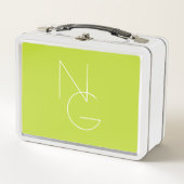 Lunch Box Initiales superposées Modernes 2 | Vert Citron (Devant)