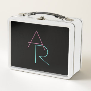 Lunch Box Initiales superposées modernes Rose Turquoise No