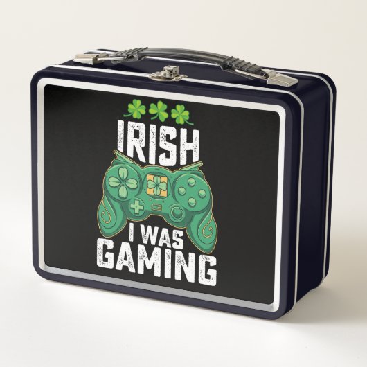 Lunch Box Irlandais Je Jouais Jeux Gamer St Patrick's Day (Devant)