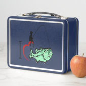 Lunch Box J'adore aller pêcher avec un coeur rouge (En situation)