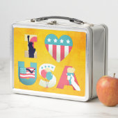 Lunch Box J'ADORE le design de drapeau américain (En situation)