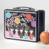 Lunch Box Japonais Kokeshi Dolls Noir (En situation)