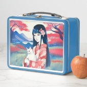 Lunch Box Japonaise avec un chat blanc (En situation)