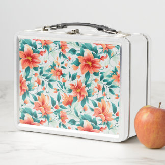 Lunch Box Jardin Floral Orange Vibrant - Tasse Élégante