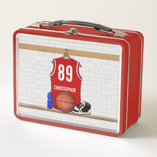 Lunch Box Jersey de basket-ball rouge et blanc personnalisé