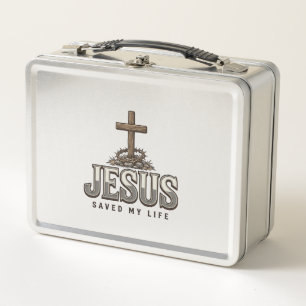 Lunch Box Jésus a sauvé ma vie Gravure vintage Design chréti