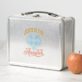 Lunch Box Jésus Est la Réponse Croix Chrétienne Conception V (En situation)