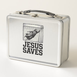 Lunch Box Jesus Sauve Gardien de Football T-Shirt Gravure Vi