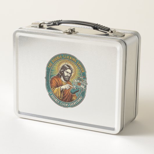 Lunch Box Jésus Souris Double Clic Cassée Bureau IT Tech (Devant)