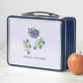 Lunch Box Joli Aquarelle Elégante Blueberry Fruit Monogramme (En situation)