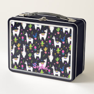 Lunch Box Joli Cactus Coloré Alpaga Nom Personnalisé