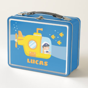 Lunch Box Joli capitaine garçon dans les enfants du sous-mar