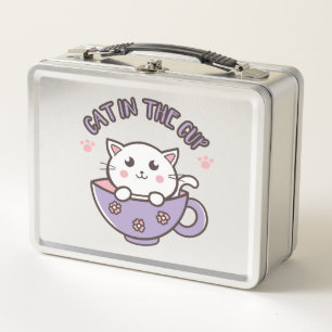 Lunch Box Joli chat blanc dans la tasse