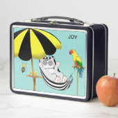 Lunch Box Joli chat Kitty. Abeille et perroquet (En situation)