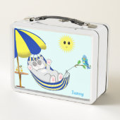 Lunch Box Joli chat Kitty, petit oiseau bleu et soleil (Dos)