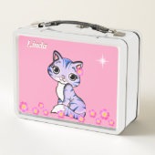 Lunch Box Joli chaton chéri, fleurs et étoile rose (Dos)