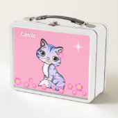 Lunch Box Joli chaton chéri, fleurs et étoile rose (Devant)