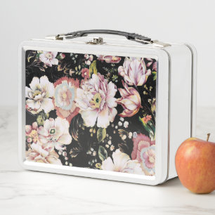 Lunch Box joli chic girly rose noir floral