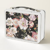 Lunch Box joli chic girly rose noir floral (Dos)