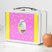 Lunch Box Joli design rose et jaune (En situation)