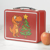 Lunch Box Joli dinosaure avec sapin de Noël (En situation)