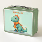 Lunch Box Joli dinosaure portant une écharpe orange (Dos)