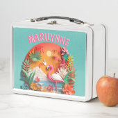 Lunch Box Joli Flamant rose 3D Tropical Kids School (En situation)