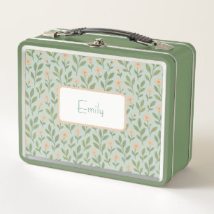 Lunch Box Joli floral vert sauge personnalisé