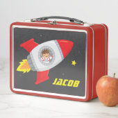Lunch Box Joli Garçon Astronaute Dans La Fusée Spatiale Nom (En situation)
