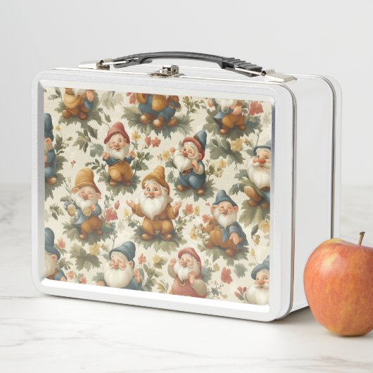 Lunch Box Joli gnome et fleurs design (En situation)