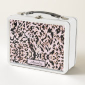 Lunch Box Joli Imprimé Léopard Rose Gold personnalisé Fille (Devant)