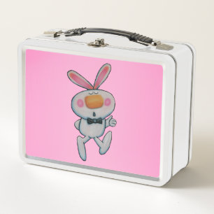 Lunch Box Joli Lapin Blanc Orange Pouce Nez Vers Le Haut Ros