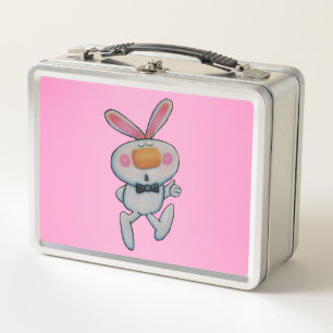Lunch Box Joli Lapin Blanc Orange Pouce Nez Vers Le Haut Ros