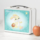 Lunch Box Joli lapin et étoile sur bleu clair (En situation)