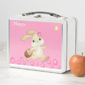 Lunch Box Joli lapin, fleurs et étoile rose (En situation)